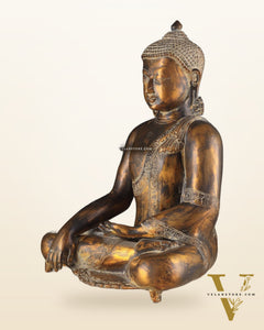 Handcrafted Fine Brass Buddha Statue | Bhoomisparsha Mudra |15"