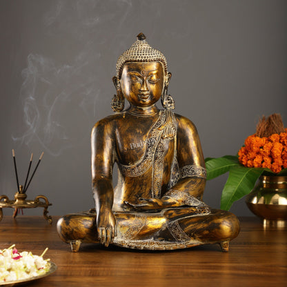 Handcrafted Fine Brass Buddha Statue | Bhoomisparsha Mudra |15"