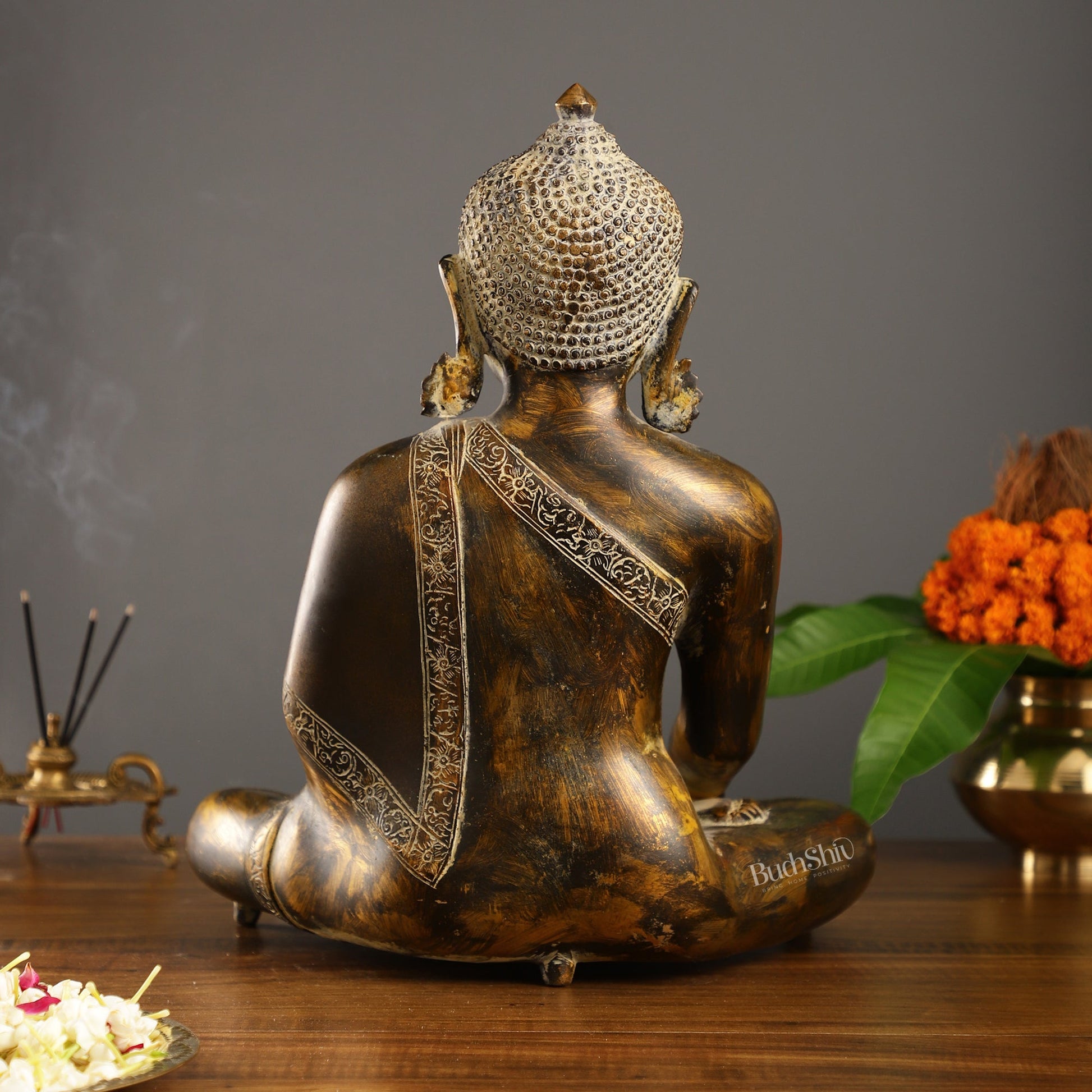 Handcrafted Fine Brass Buddha Statue | Bhoomisparsha Mudra |15"