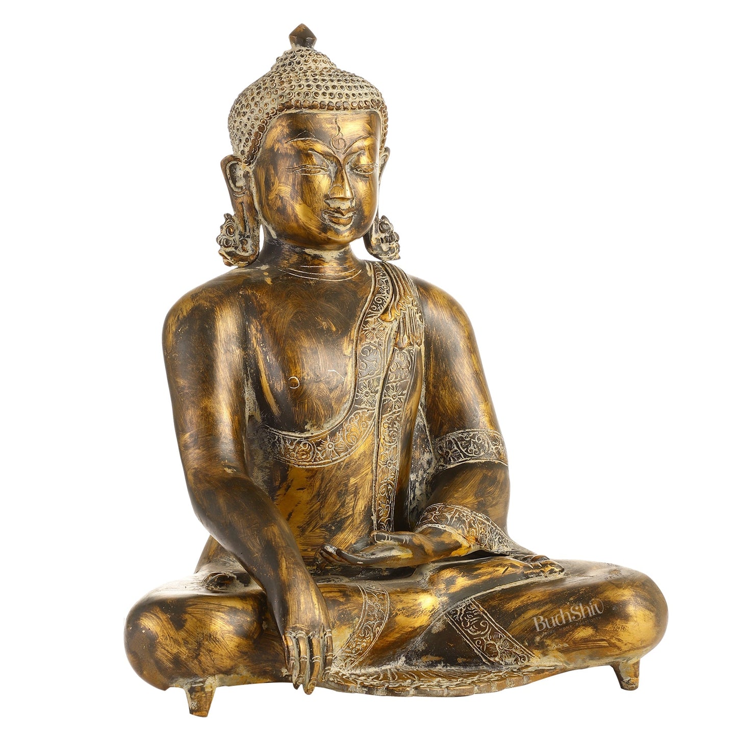 Handcrafted Fine Brass Buddha Statue | Bhoomisparsha Mudra |15"