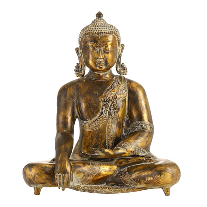 Handcrafted Fine Brass Buddha Statue | Bhoomisparsha Mudra |15"