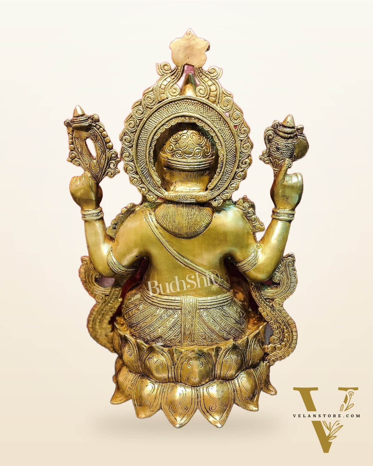 Handcrafted Fine Brass Ganesha Idol with Mouse 21"