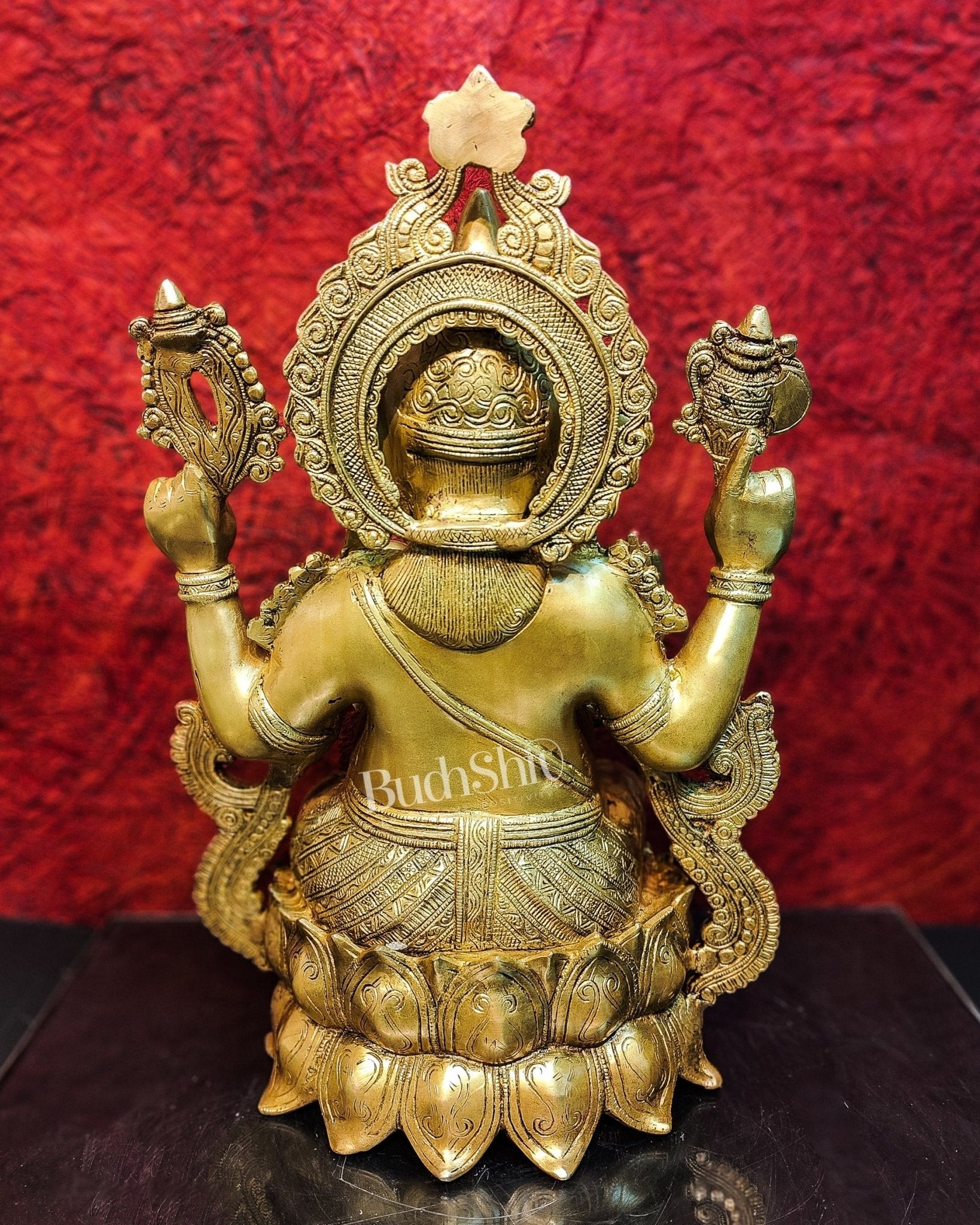 Handcrafted Fine Brass Ganesha Idol with Mouse 21"