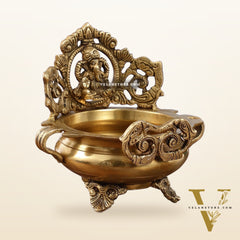 Handcrafted Fine Brass Lord Ganesha on Beautiful Urli - 7 inches