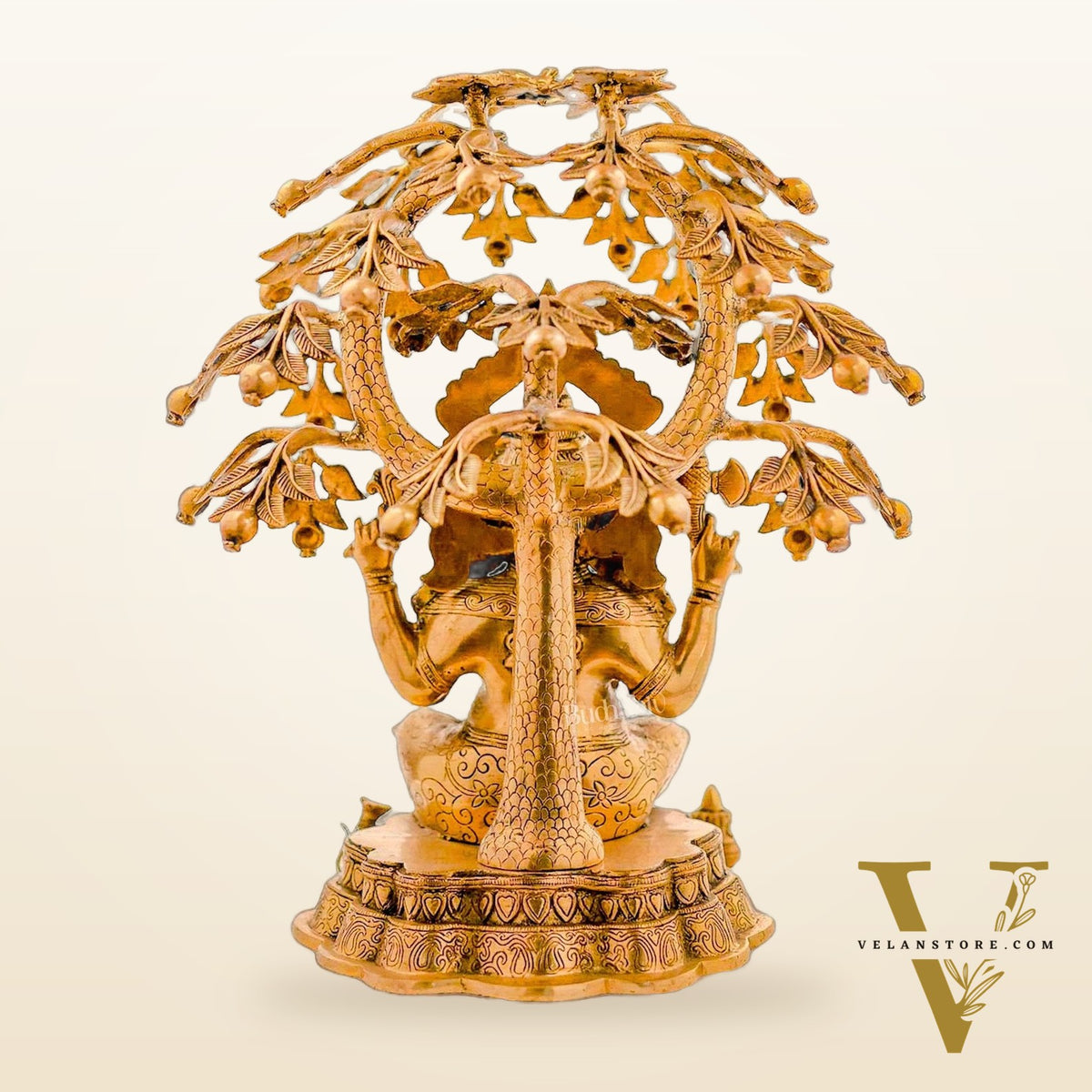 Handcrafted Fine Brass Lord Ganesha under Mango Tree - 24 inches