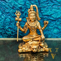 Handcrafted Fine Brass Lord Shiva Statue | Aashirwaad Mudra | 7"