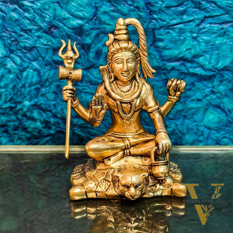 Handcrafted Fine Brass Lord Shiva Statue | Aashirwaad Mudra | 7"