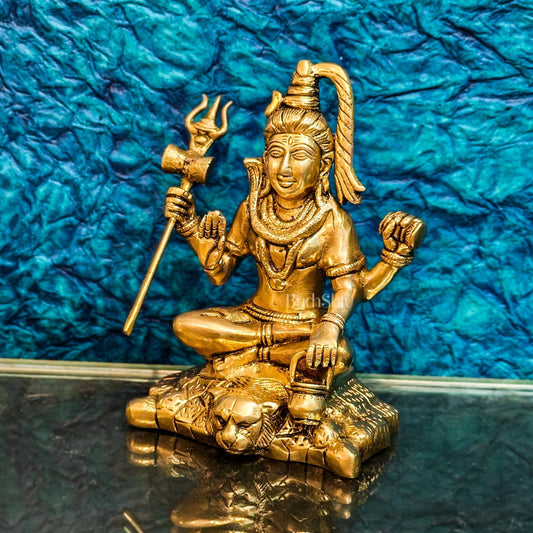 Handcrafted Fine Brass Lord Shiva Statue | Aashirwaad Mudra | 7"