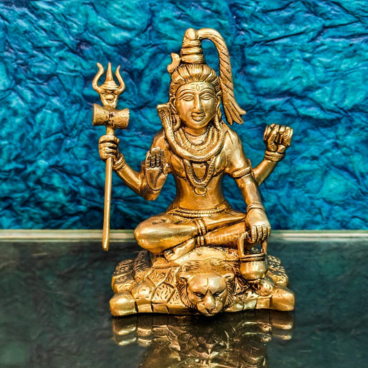 Handcrafted Fine Brass Lord Shiva Statue | Aashirwaad Mudra | 7"