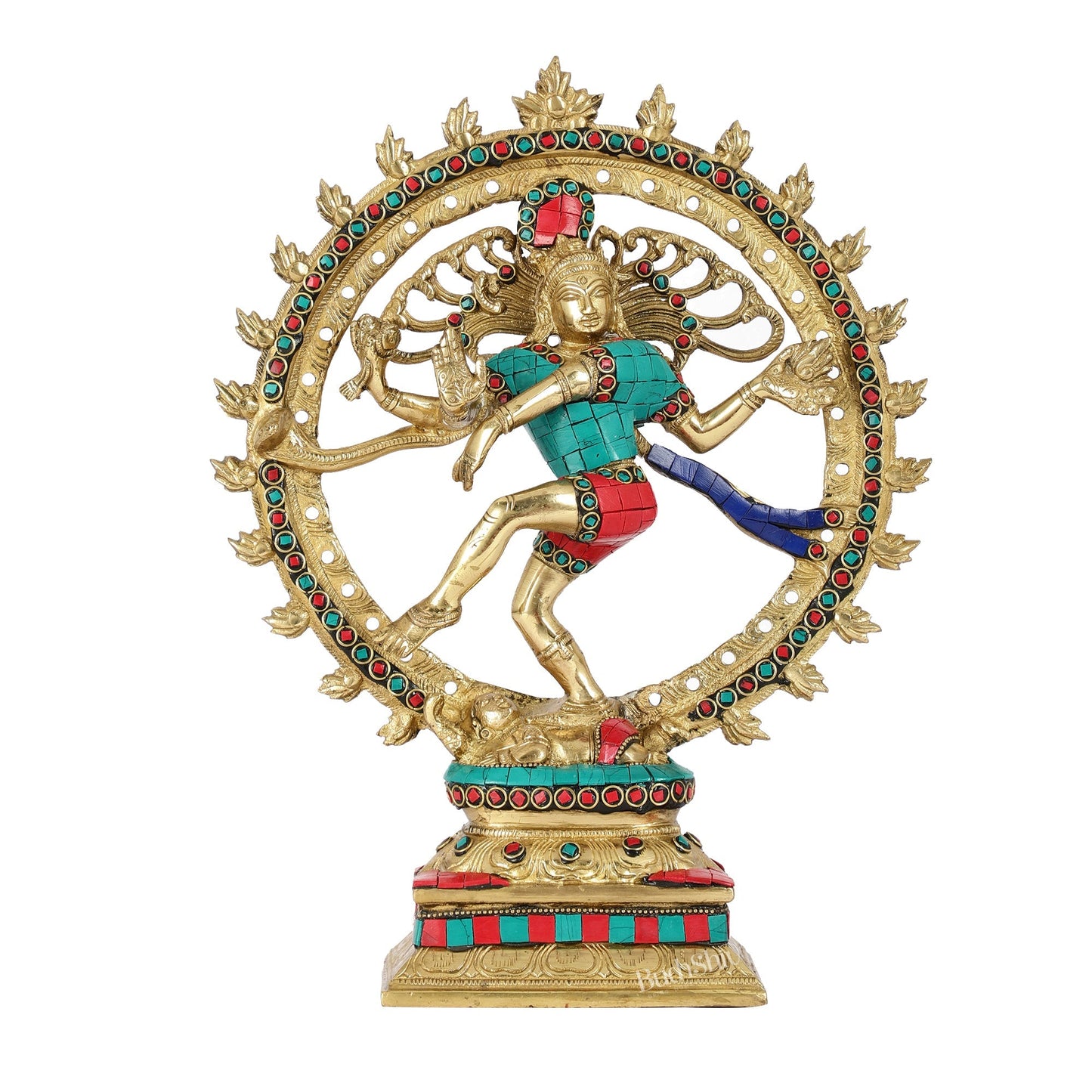 Handcrafted Fine Brass Nataraja Statue - 13 Inch, meenakari