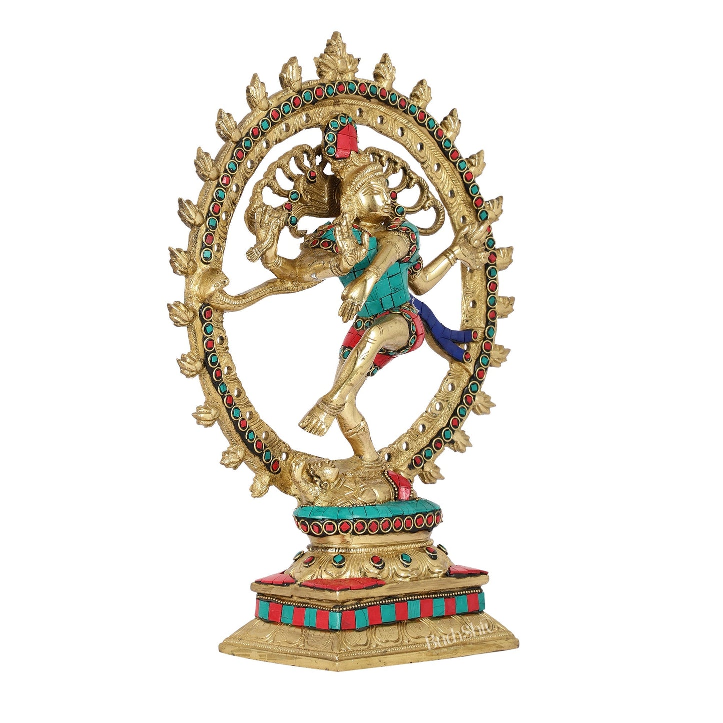 Handcrafted Fine Brass Nataraja Statue - 13 Inch, meenakari
