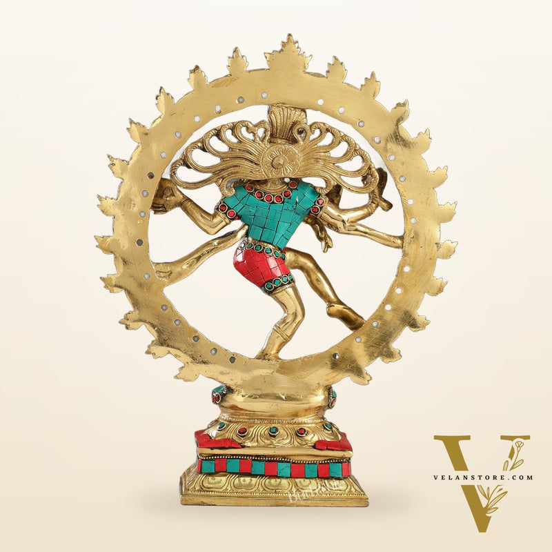Handcrafted Fine Brass Nataraja Statue - 13 Inch, meenakari