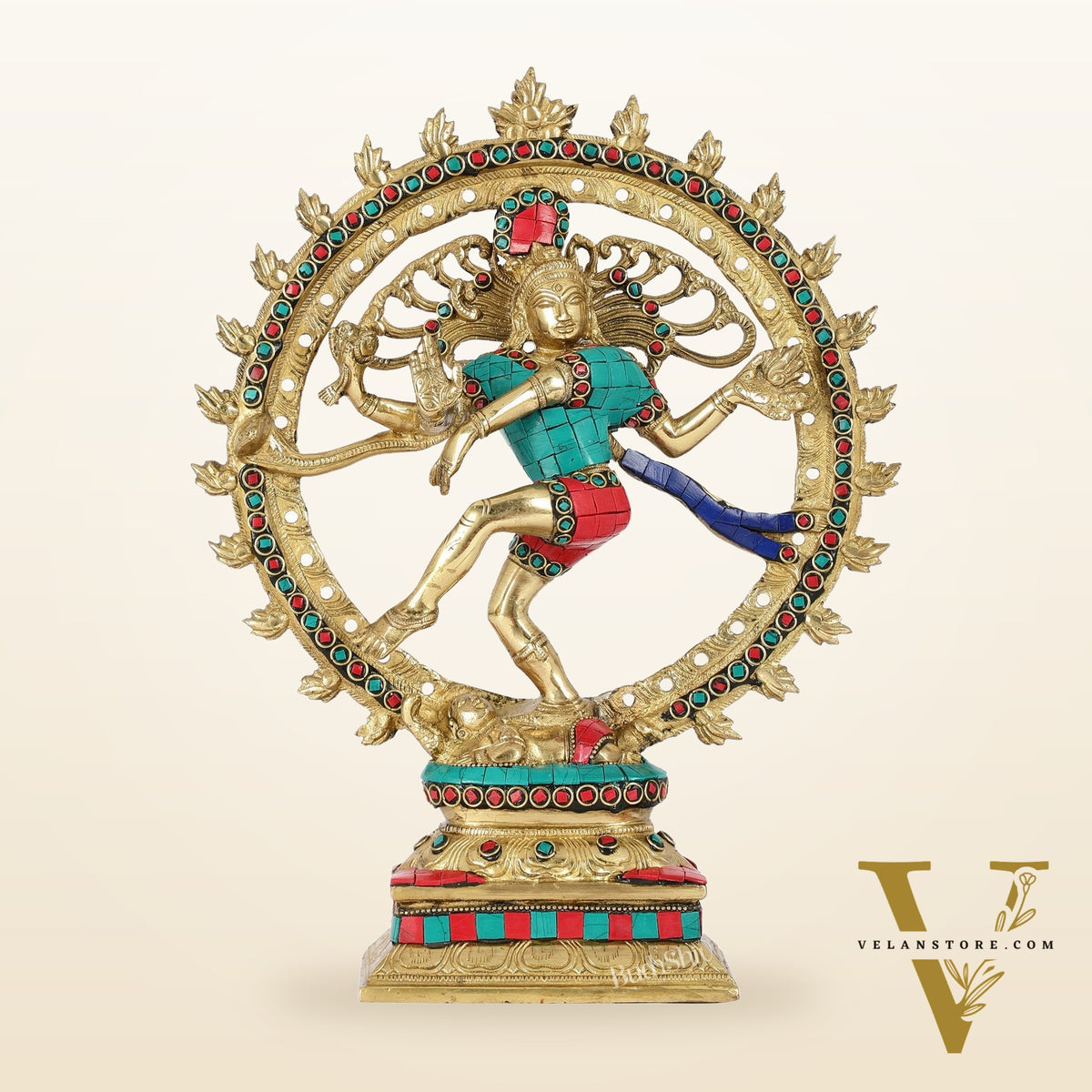 Handcrafted Fine Brass Nataraja Statue - 13 Inch, meenakari