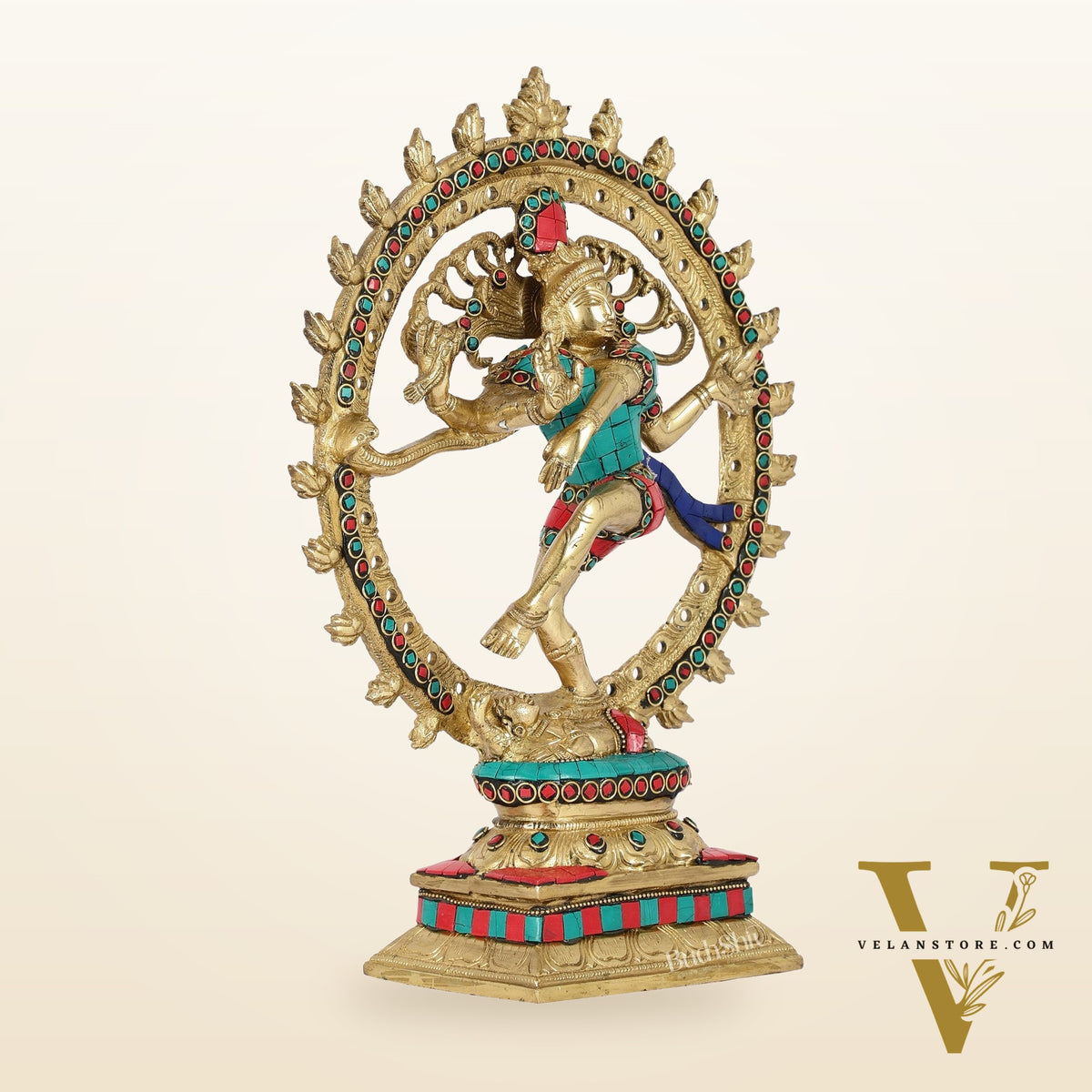 Handcrafted Fine Brass Nataraja Statue - 13 Inch, meenakari