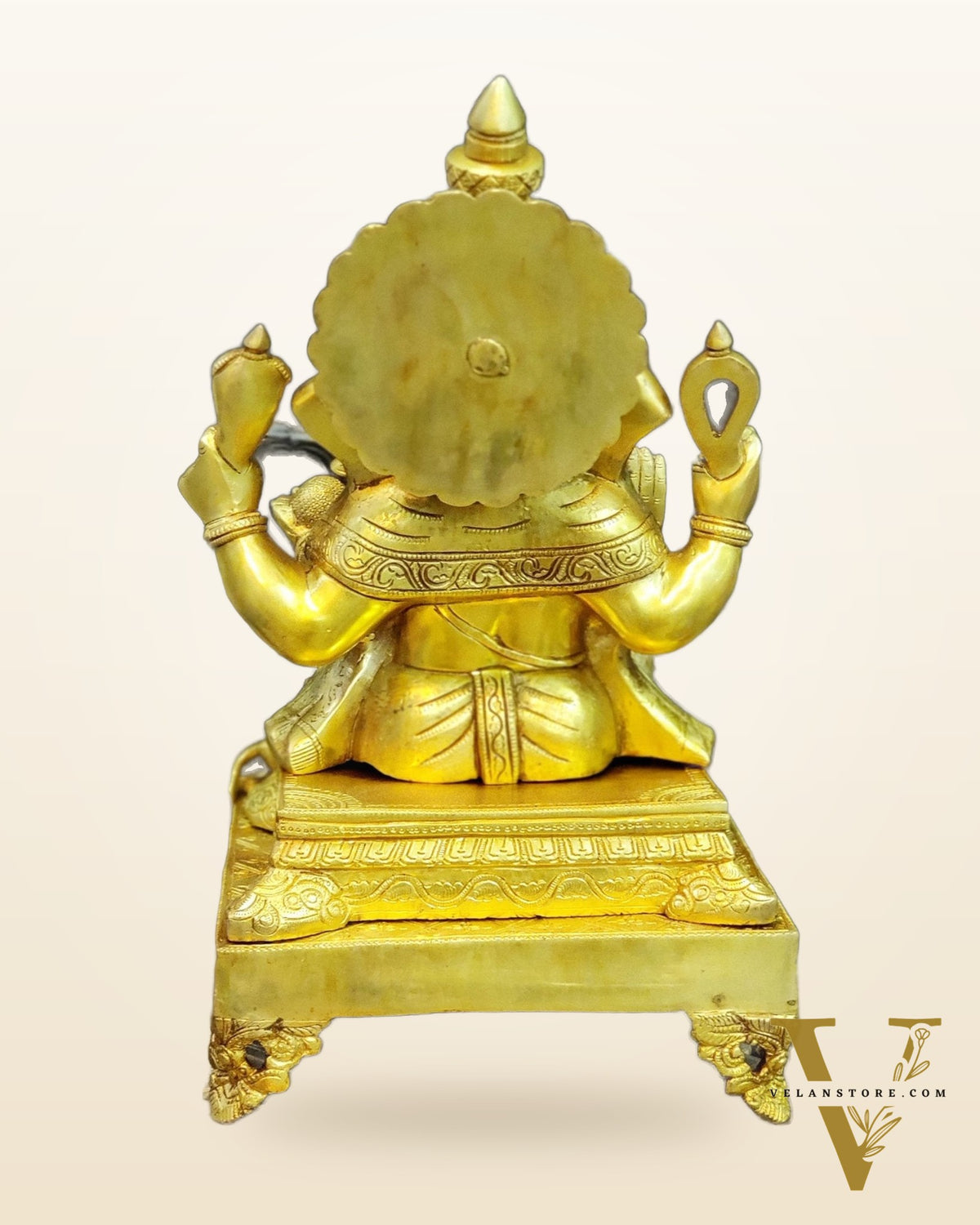 Handcrafted Ganapathi on Engraved Chowki, 20" Height