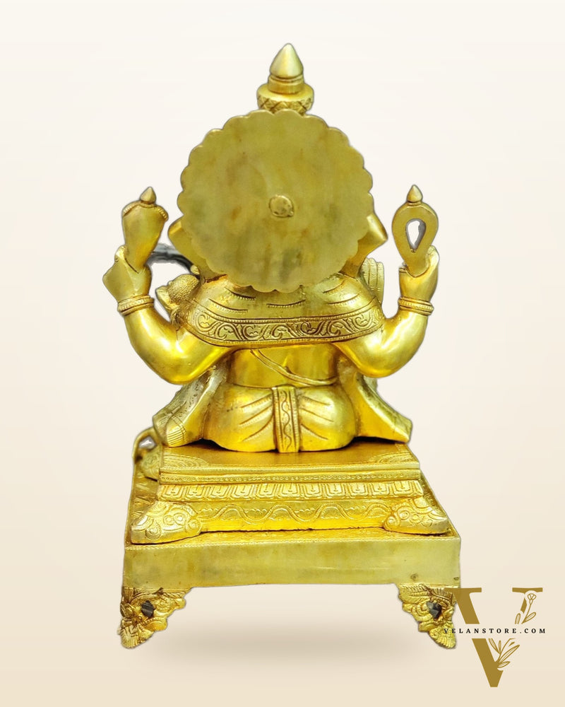 Handcrafted Ganapathi on Engraved Chowki, 20" Height