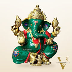 Handcrafted Ganapati Aashirwad Idol - 13" Tall, 12.5 kg