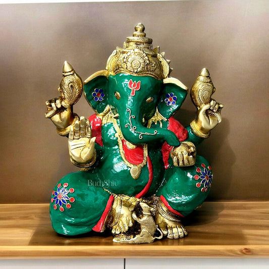 Handcrafted Ganapati Aashirwad Idol - 13" Tall, 12.5 kg