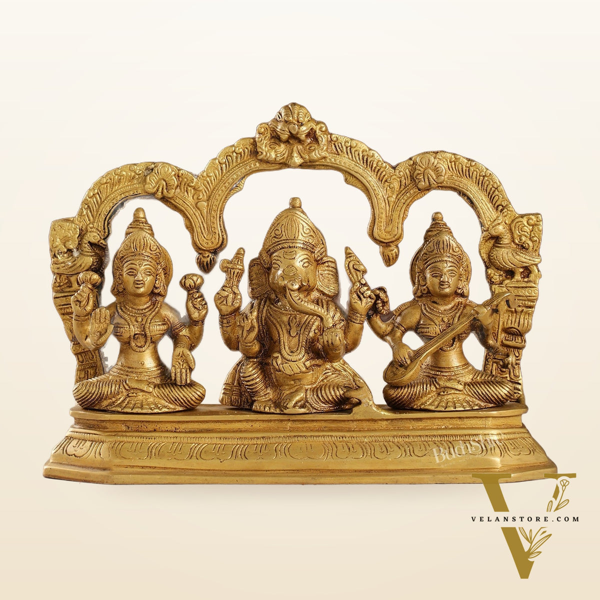 Handcrafted Ganesha Lakshmi Saraswati idols 7"