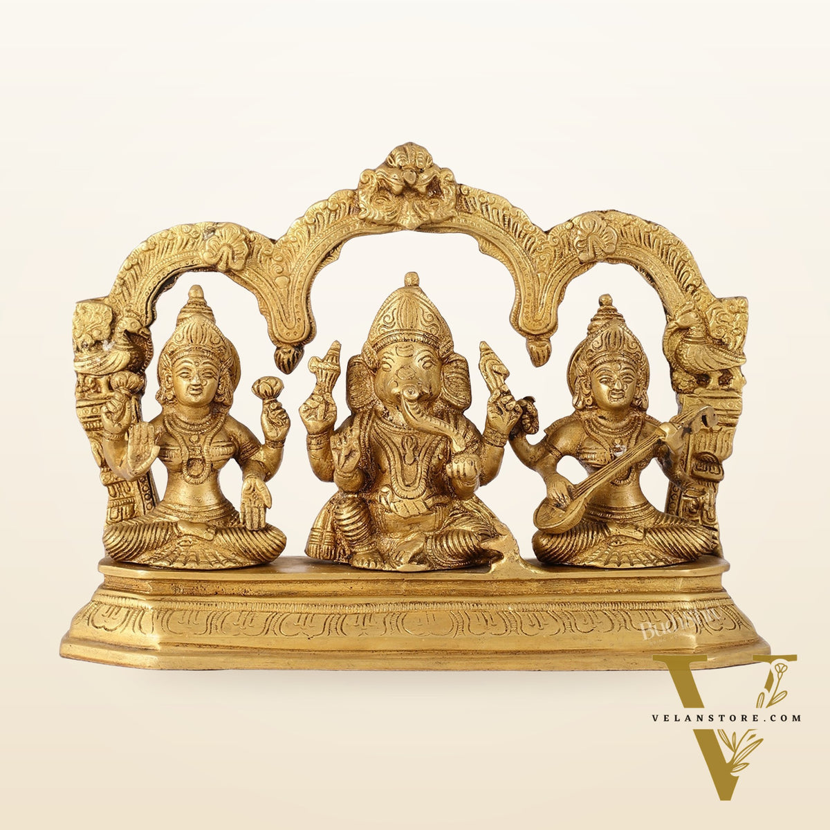 Handcrafted Ganesha Lakshmi Saraswati idols 7"