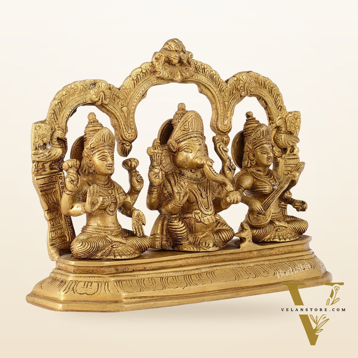 Handcrafted Ganesha Lakshmi Saraswati idols 7"