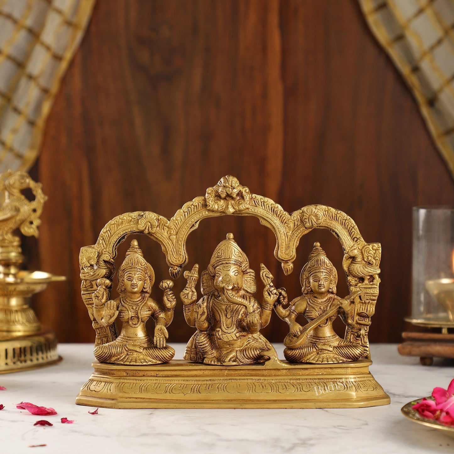 Handcrafted Ganesha Lakshmi Saraswati idols 7"