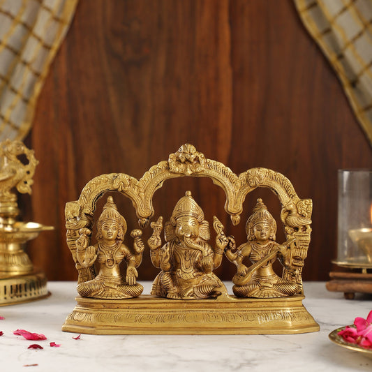 Handcrafted Ganesha Lakshmi Saraswati idols 7"