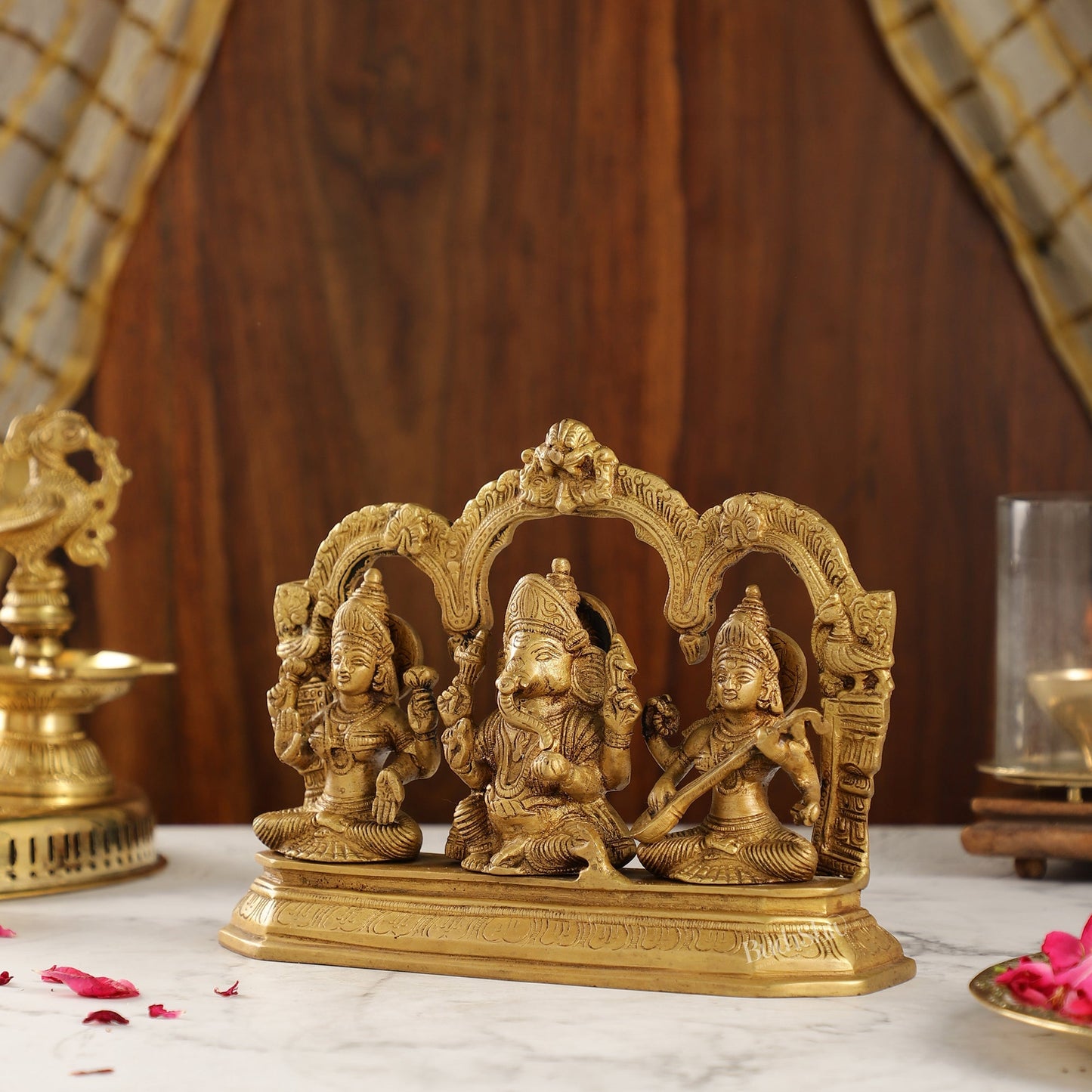 Handcrafted Ganesha Lakshmi Saraswati idols 7"