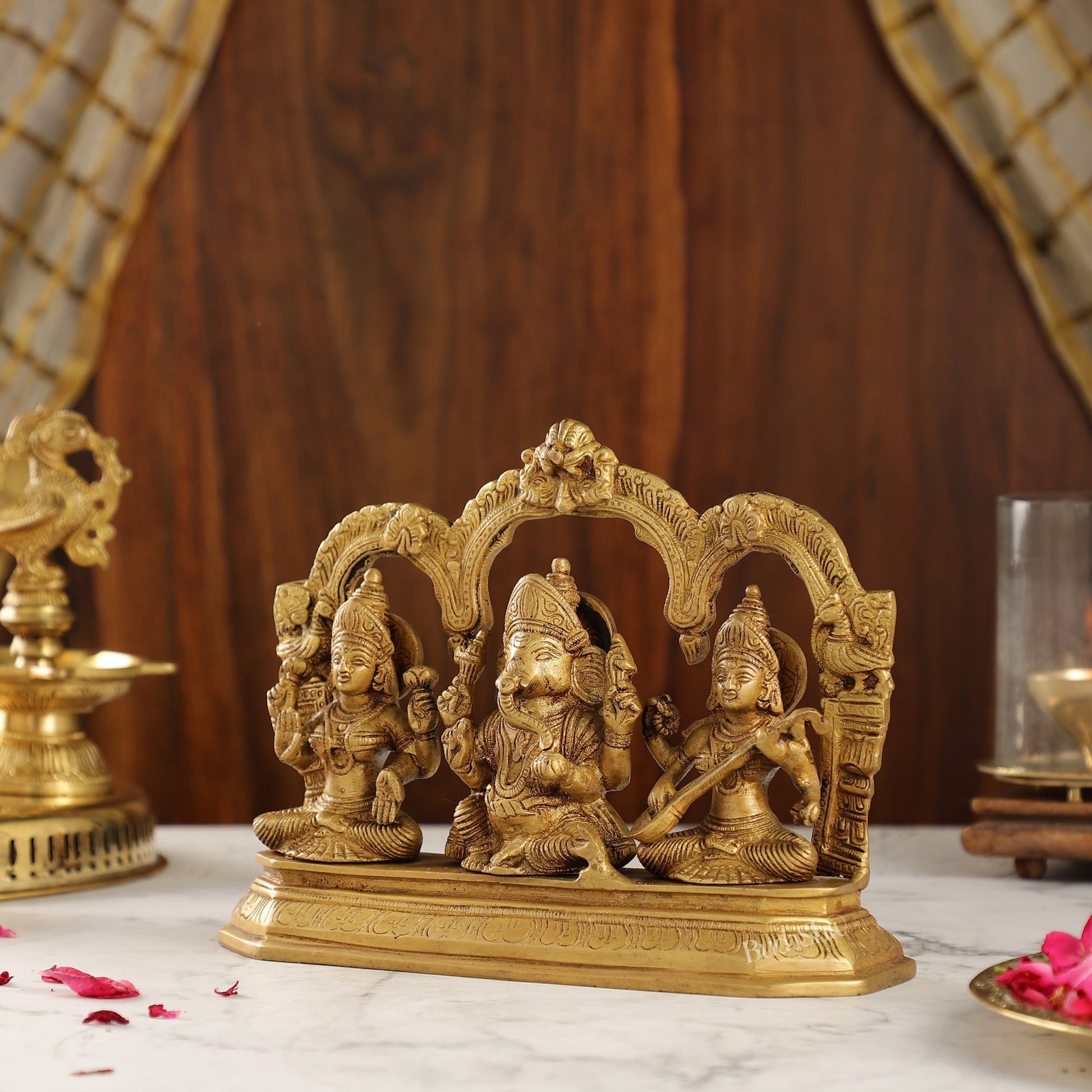 Handcrafted Ganesha Lakshmi Saraswati idols 7"