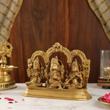 Handcrafted Ganesha Lakshmi Saraswati idols 7"