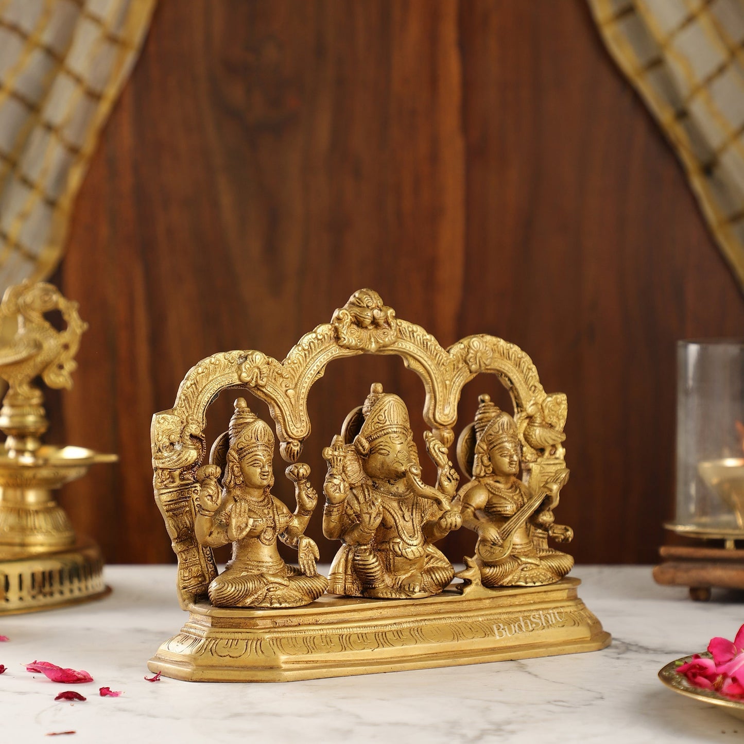 Handcrafted Ganesha Lakshmi Saraswati idols 7"