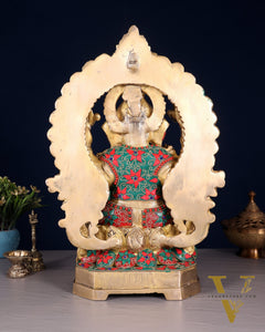 Handcrafted Ganesha Statue 18 inch floral stonework