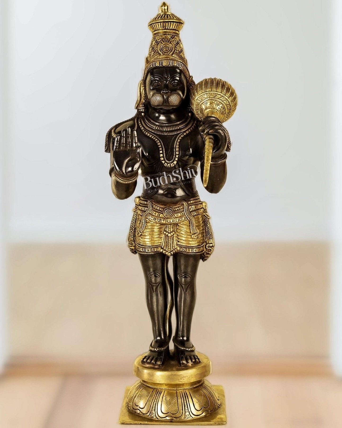 Handcrafted Hanuman Statue Aashirwaad Mudra | Superfine Brass | 21.5" Height