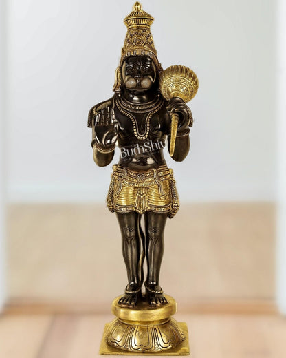 Handcrafted Hanuman Statue Aashirwaad Mudra | Superfine Brass | 21.5" Height