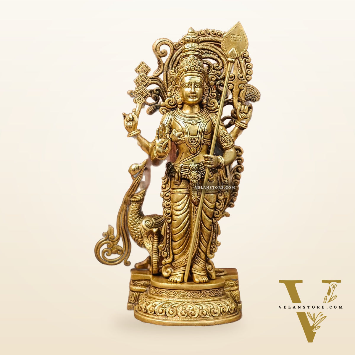Handcrafted Kartikeya Lord Murugun Brass Superfine Statue 20"