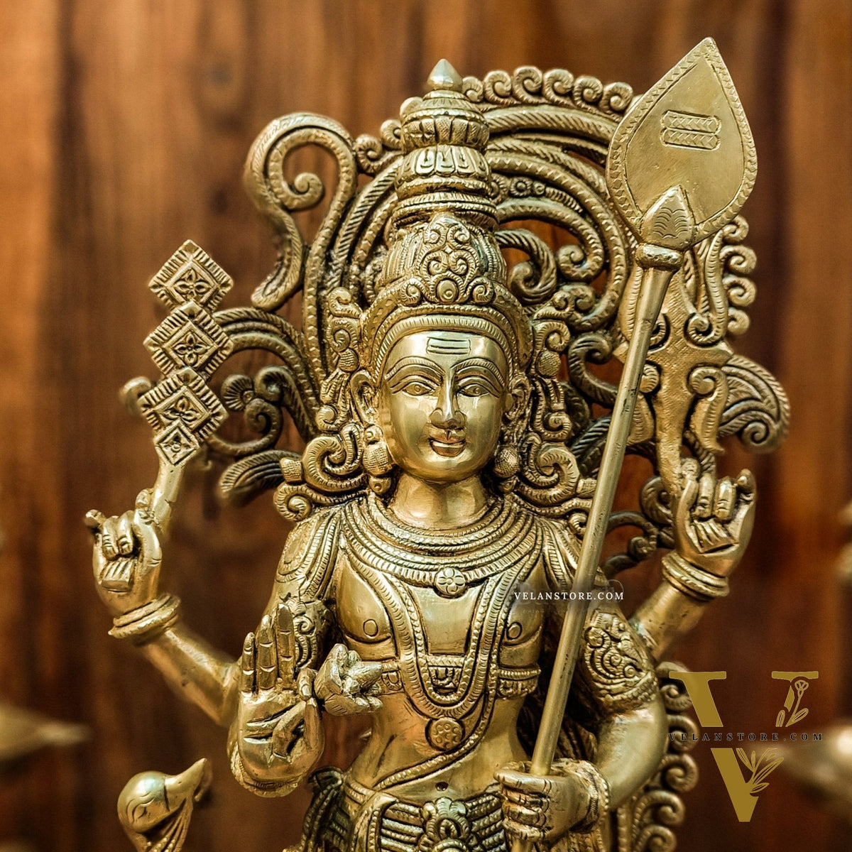 Handcrafted Kartikeya Lord Murugun Brass Superfine Statue 20"