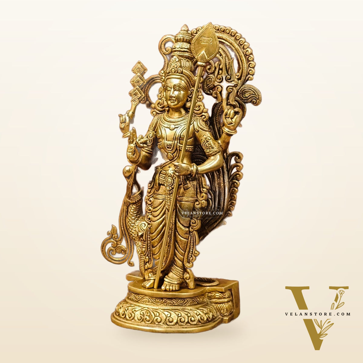 Handcrafted Kartikeya Lord Murugun Brass Superfine Statue 20"