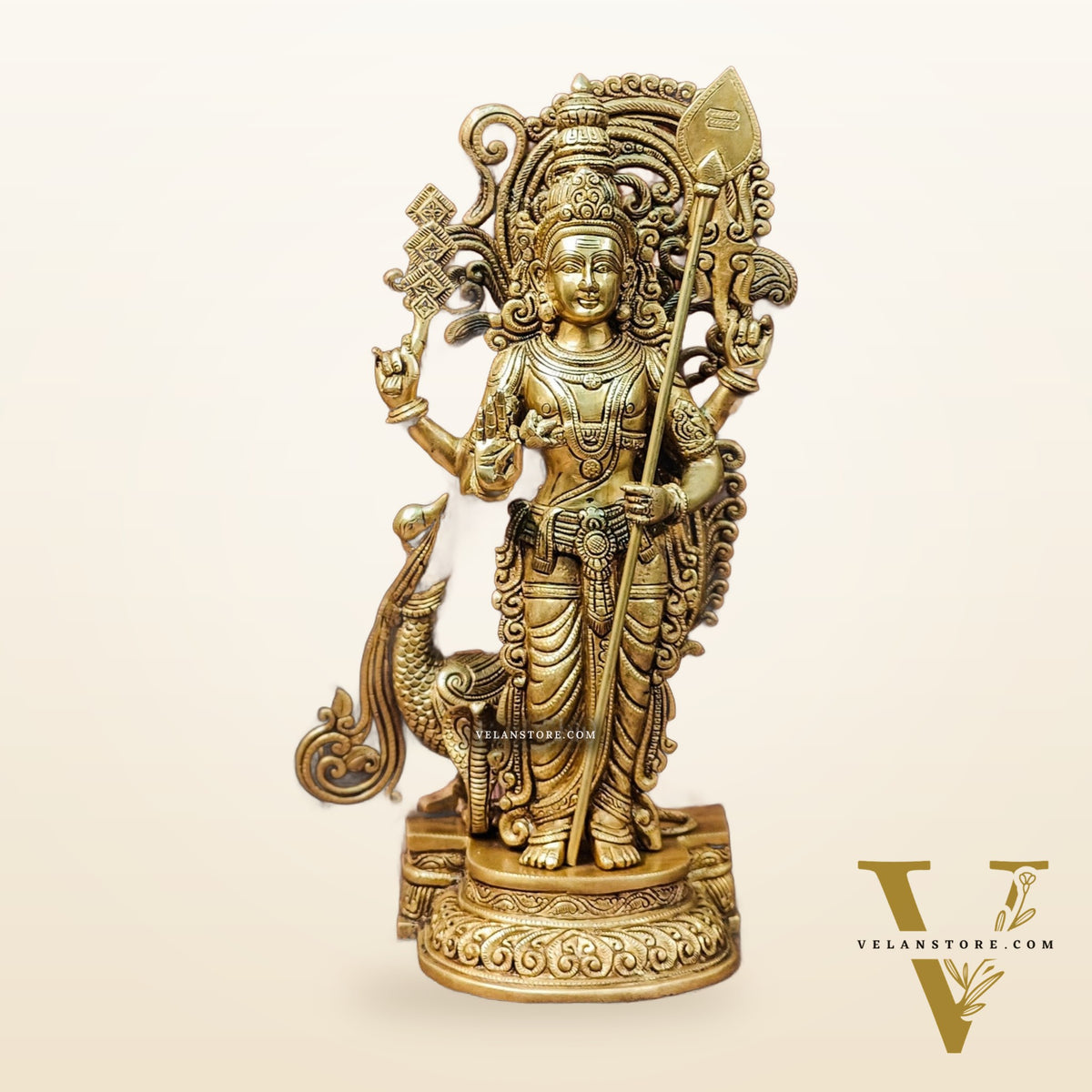 Handcrafted Kartikeya Lord Murugun Brass Superfine Statue 20"
