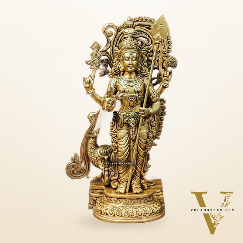 Handcrafted Kartikeya Lord Murugun Brass Superfine Statue 20"