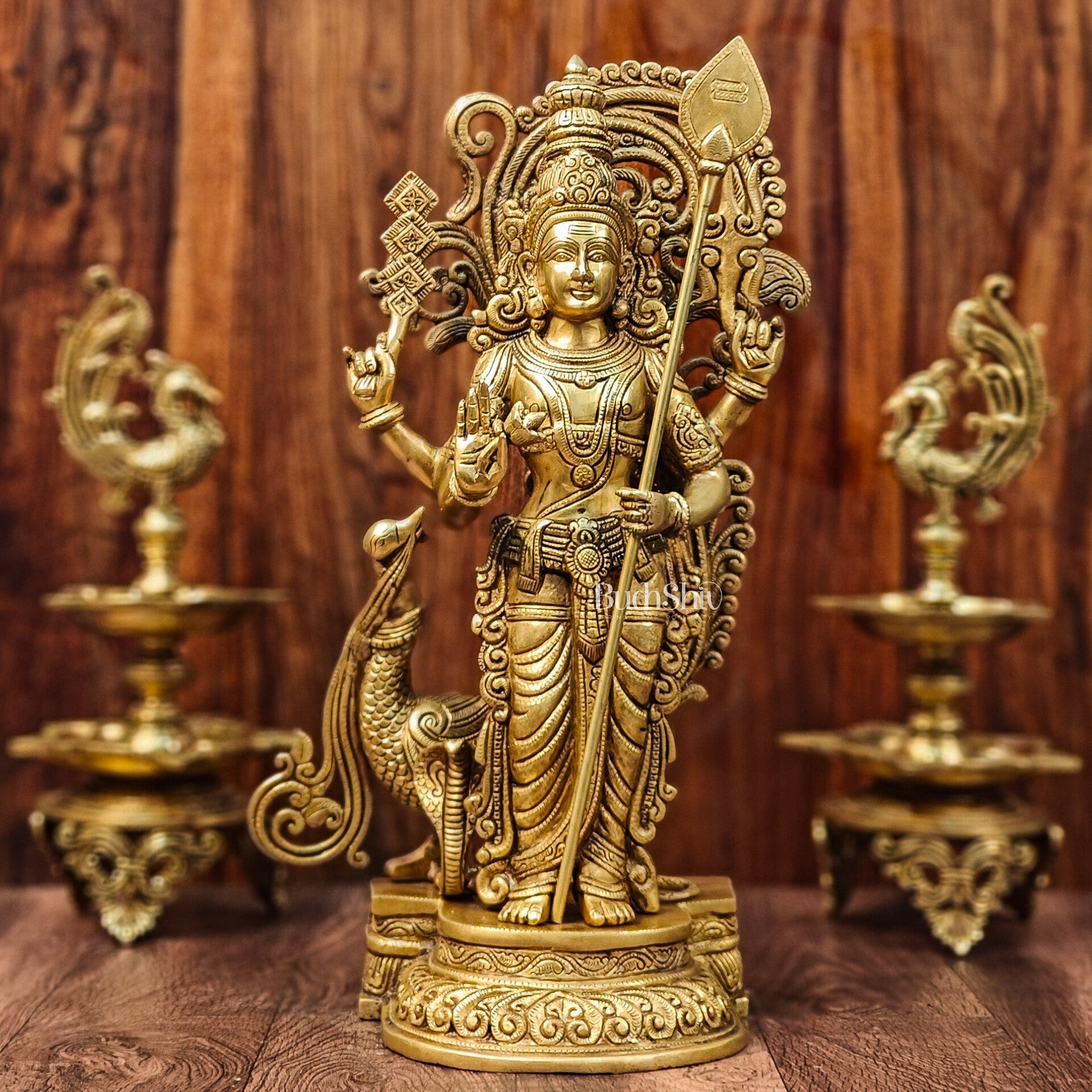 Handcrafted Kartikeya Lord Murugun Brass Superfine Statue 20"