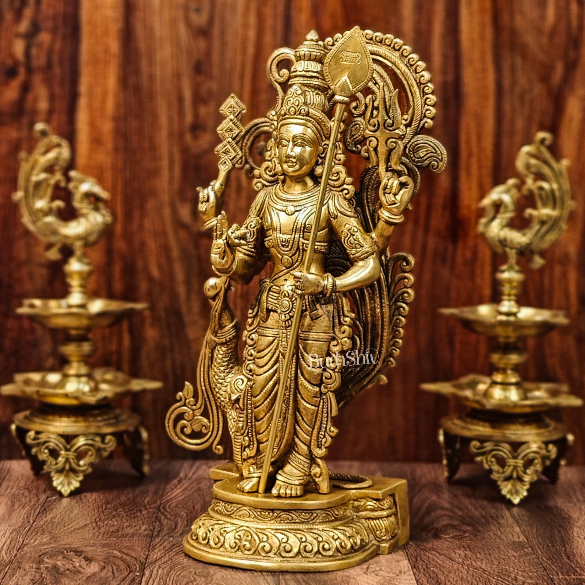 Handcrafted Kartikeya Lord Murugun Brass Superfine Statue 20"