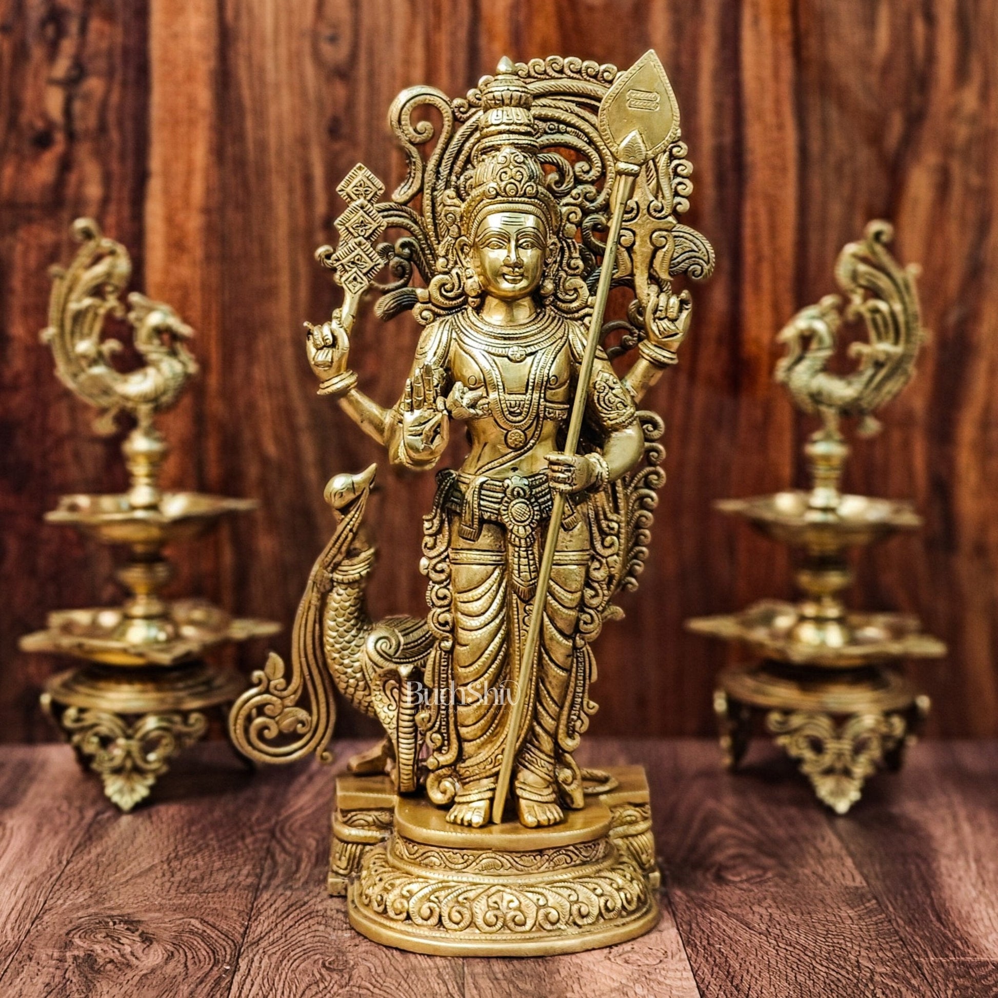 Handcrafted Kartikeya Lord Murugun Brass Superfine Statue 20"