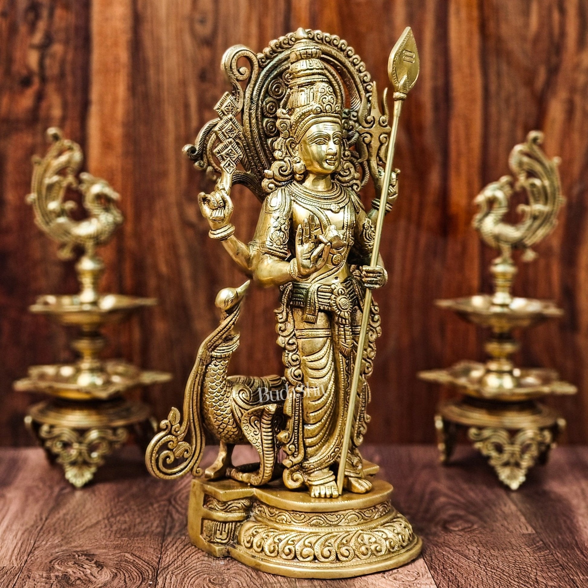 Handcrafted Kartikeya Lord Murugun Brass Superfine Statue 20"