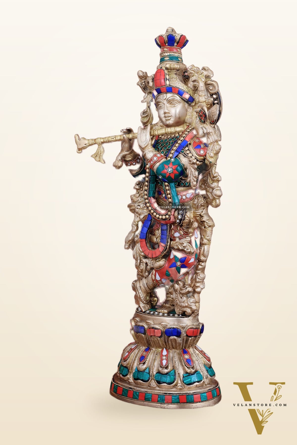 Handcrafted Krishna Statue pure brass idol 21 inch