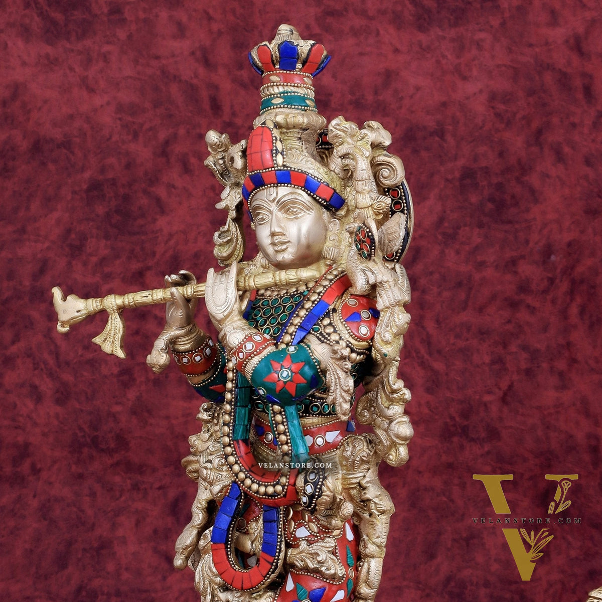 Handcrafted Krishna Statue pure brass idol 21 inch