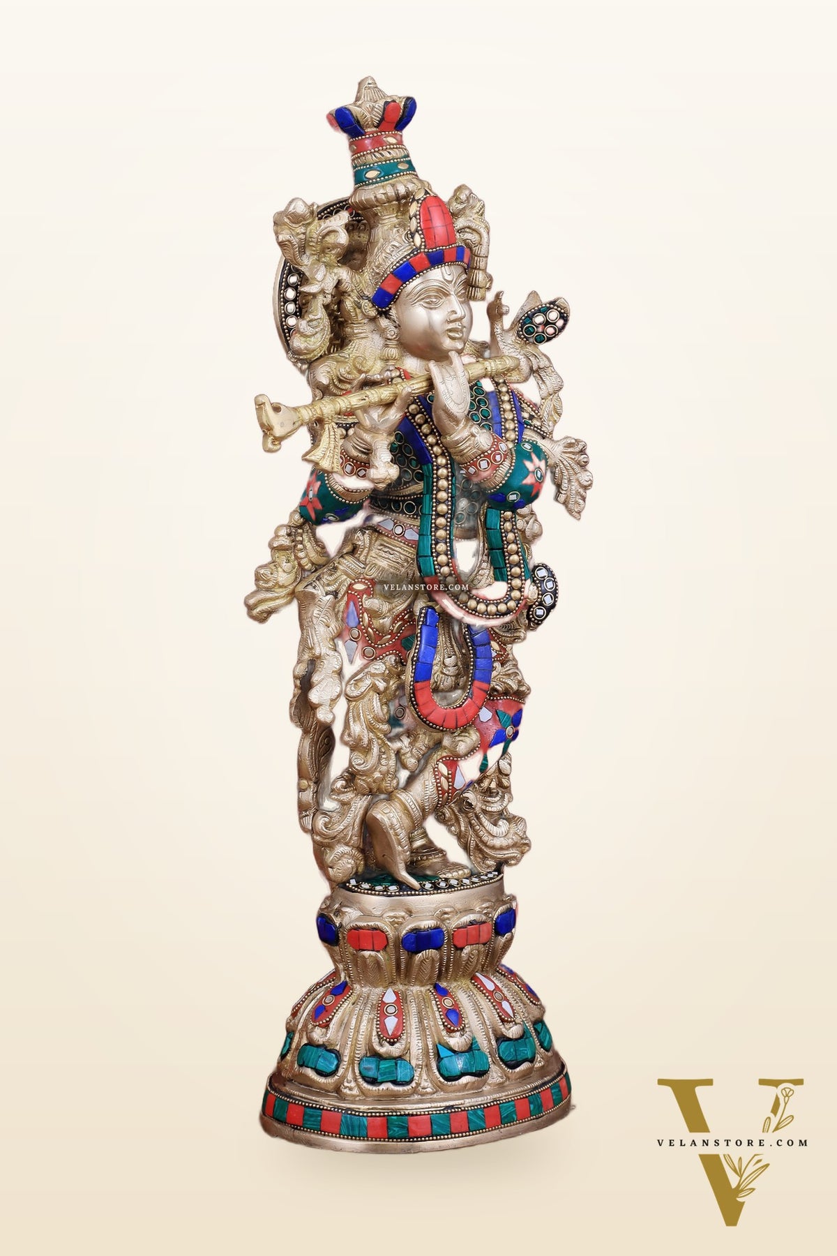 Handcrafted Krishna Statue pure brass idol 21 inch