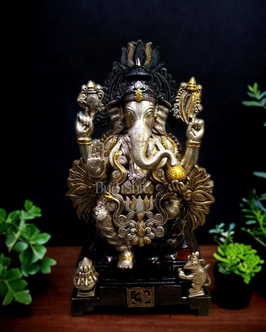 Handcrafted Large Pure Brass Ganapati Statue - 25 inch