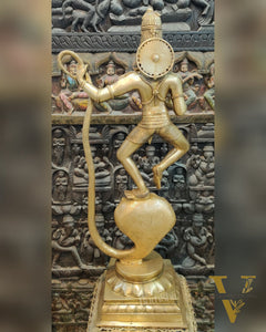 Handcrafted Large-sized Brass Krishna Dancing on Kaliya Naag - Triumph of Good over Evil 41"