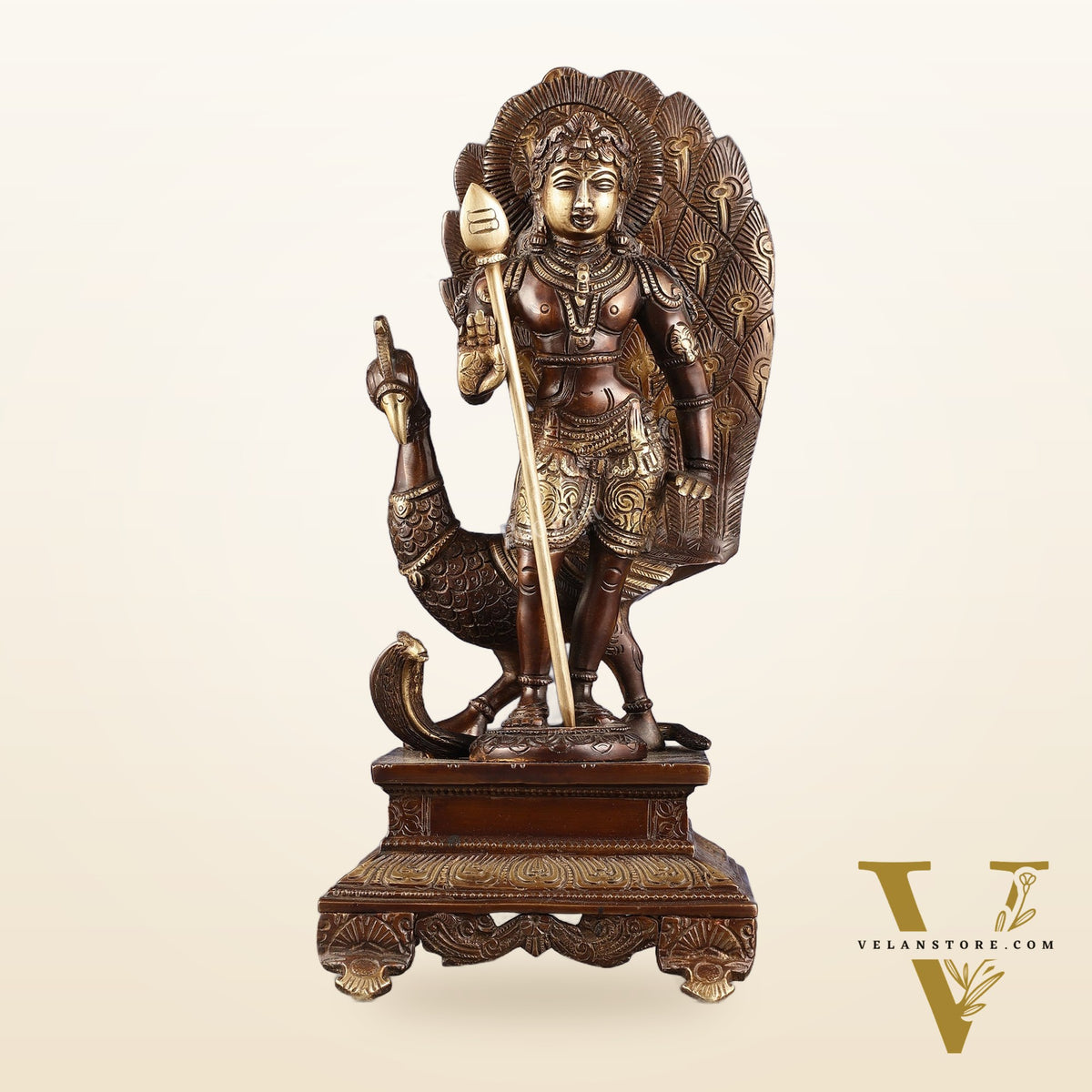 Handcrafted Lord Murgan Brass Idol - 12" Chola Finish