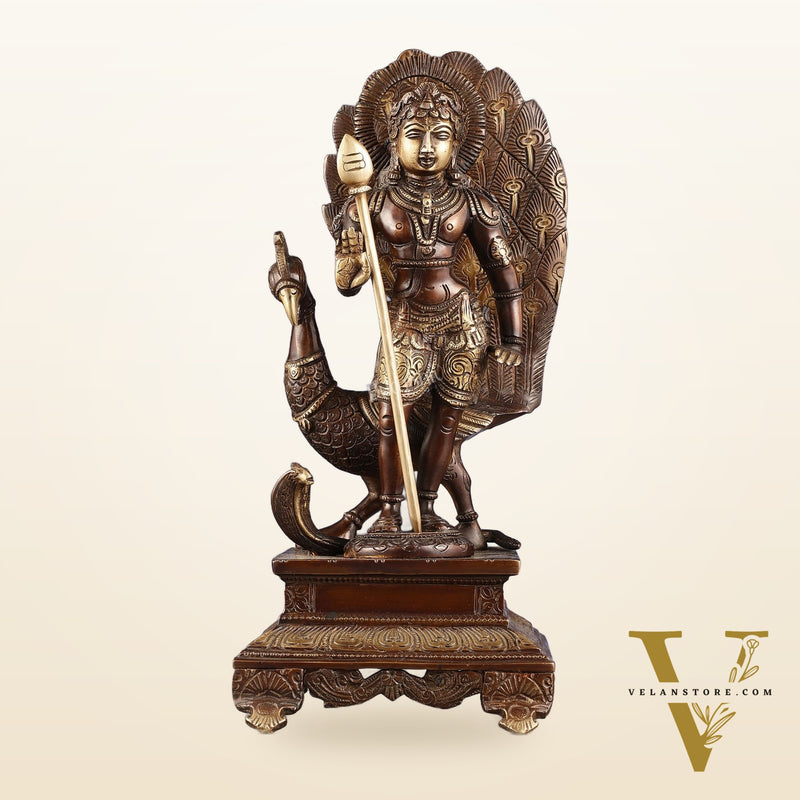 Handcrafted Lord Murgan Brass Idol - 12" Chola Finish